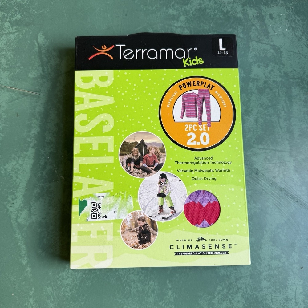 Terramar Kids Powerplay 2.0 Midweight 2pc Set L 14-16 NWT Pink
